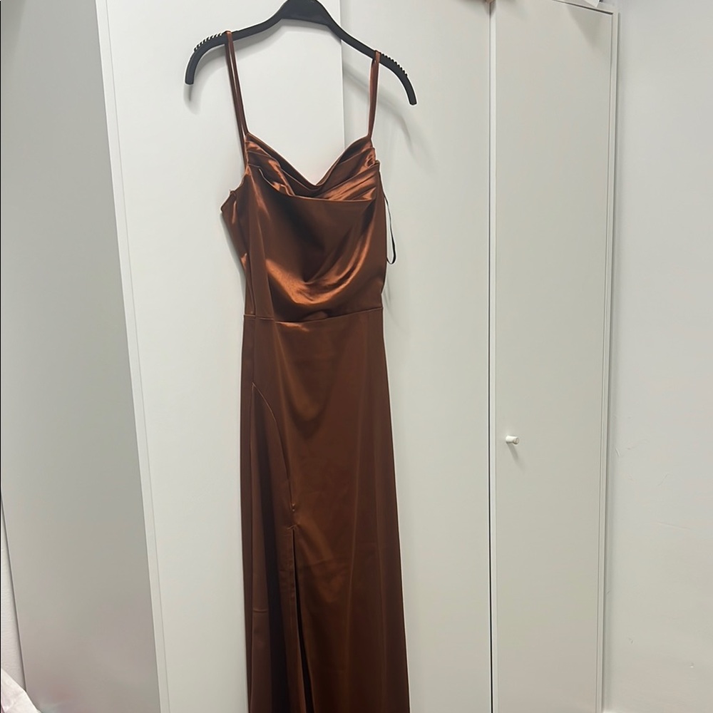 Elegant Brown Satin Gown